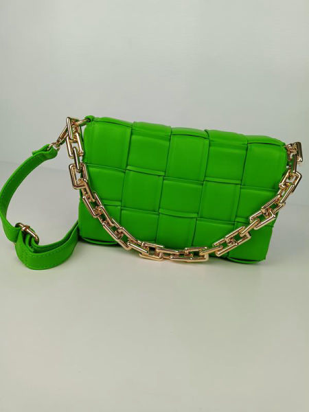 HIT piękna torebka jednokomorowa przeplatana w kolorze zielonym zdjęcie 4