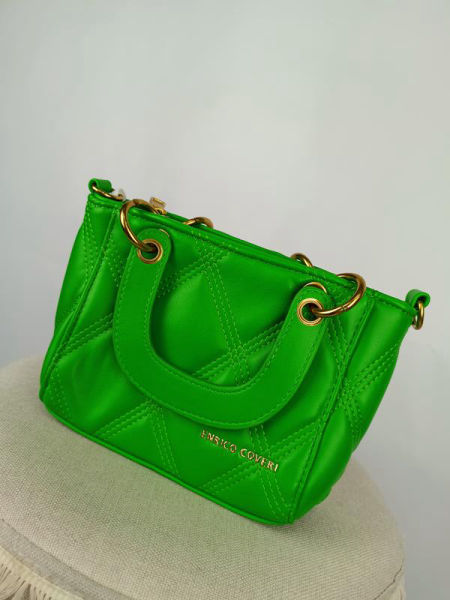 HIT piękna zielona torebka Enrico Coveri pikowana instagramerka zdjęcie 3