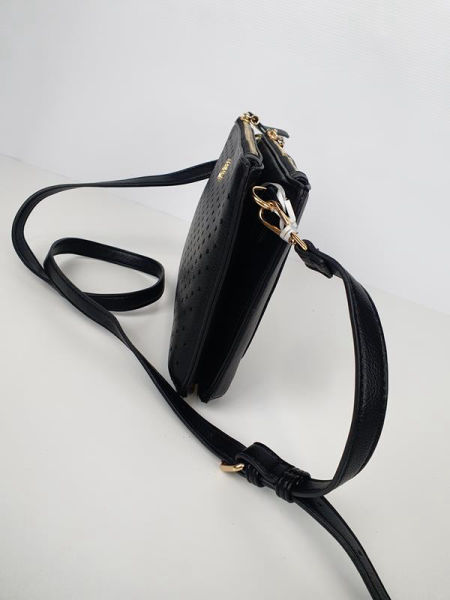 Świetna torebka LULU czarna dwukomorowa z ażurkowym przodem zdjęcie 3