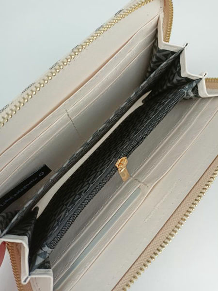 Portfel Lulu Castagnette  jednokomorowy w kolorze beżowym z wzorem zdjęcie 3