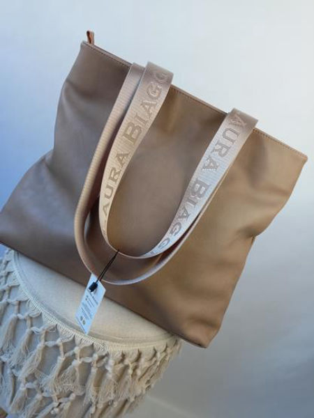 Piękna taupe shopperka Laura Biaggi z zamszową kieszonką zdjęcie 3