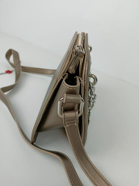 Świetna torebka Monnari pikowany kolor ganowy ze srebrnym łańcuchem zdjęcie 4
