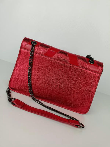 Piękna torebka NOBO metaliczna czerwień z dodatkowym brokatowym wzorem zdjęcie 4