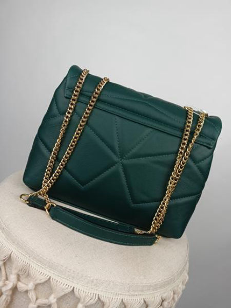 HIT piękna klasyczna torebka EGO zielona skóra naturalna z klapką zdjęcie 4