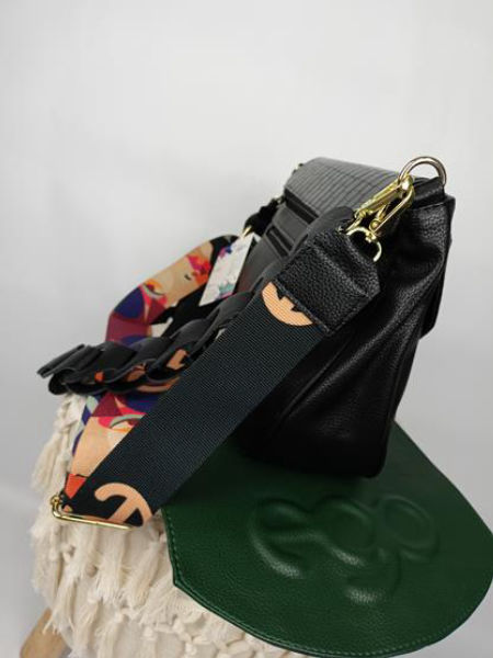 Świetna torebka EGO czarna listonoszka  z wymiennymi klapkami - czerń i zieleń zdjęcie 3
