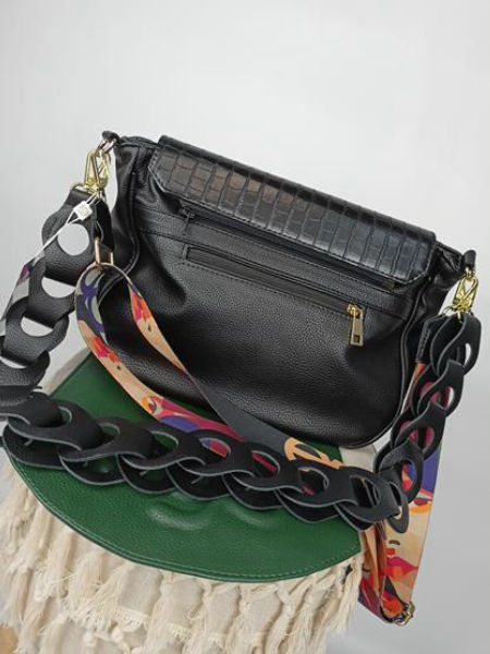 Świetna torebka EGO czarna listonoszka  z wymiennymi klapkami - czerń i zieleń zdjęcie 4