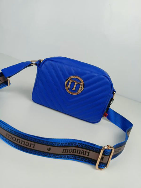 Piękna torebka Monnari kobaltowa pikowana z ciekawym szerokim paskiem zdjęcie 1