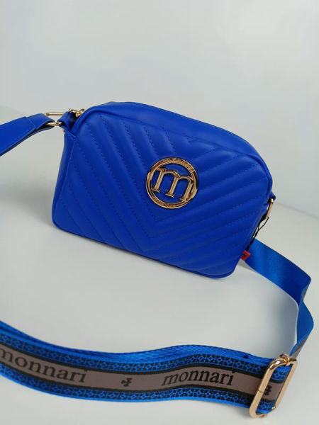 Piękna torebka Monnari kobaltowa pikowana z ciekawym szerokim paskiem zdjęcie 2