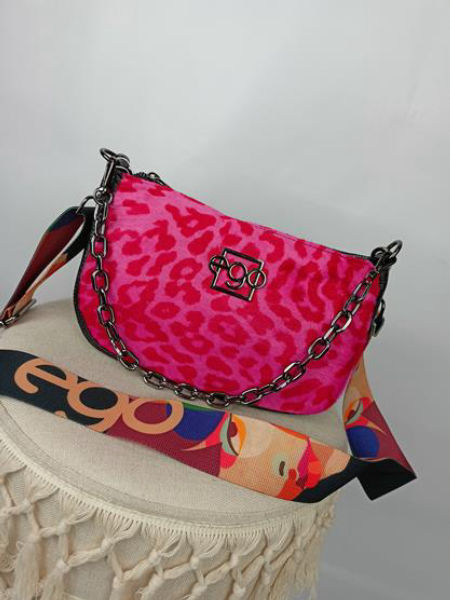 HIT piękna czarna torebka EGO z wzorem różowej pantery skóra naturalna zdjęcie 2